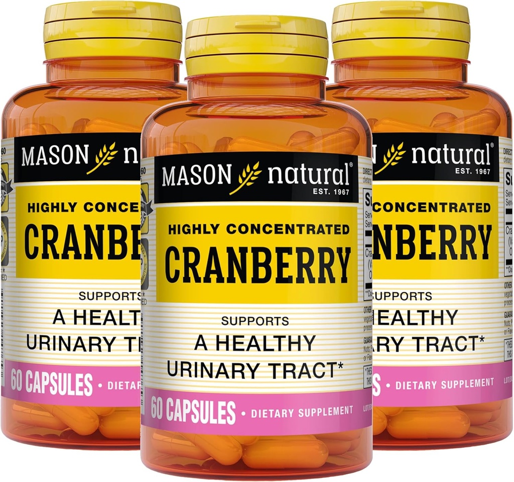 MASON Canneberge naturelle hautement concentrée 900 mg, 3 mois d'approvisionnement, antioxydant et santé immunitaire, soutient un système urinaire sain, 3 paquets