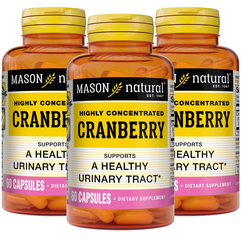 MASON Canneberge naturelle hautement concentrée 900 mg, 3 mois d'approvisionnement, antioxydant et santé immunitaire, soutient un système urinaire sain, 3 paquets