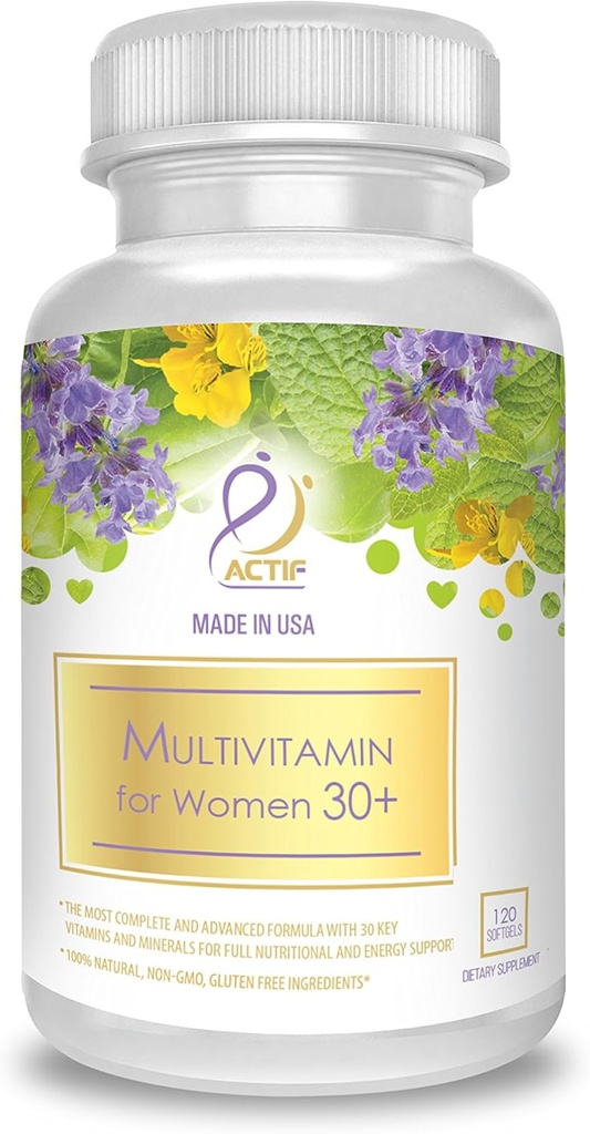 ACTIF Multivitamine pour les femmes de 30 ans et plus avec 30 vitamines organiques et plantes biologiques, non-OGM, fabriqué aux États-Unis, 2-Mois