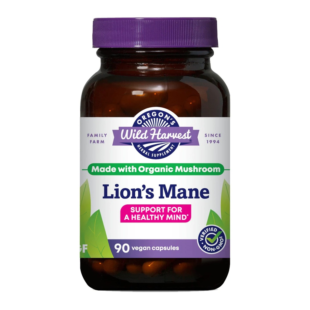 Oregon's Wild Harvest Lion's Mane Organic Herbal Supplement, Vegan Capsules, 90 Count