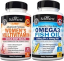 Multivitamine quotidienne pour capsules de femmes (1 mois d'approvisionnement) Plus Triple force Oméga 3 huile de poisson Softgels (1 mois d'approvisionnement)