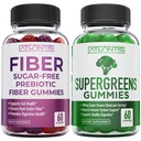 Atlantis Nutrition Gommies de fibres prébiotiques sans sucre pour adultes 2-Pack (120 Gommies) + Supergreens 60 Gommies
