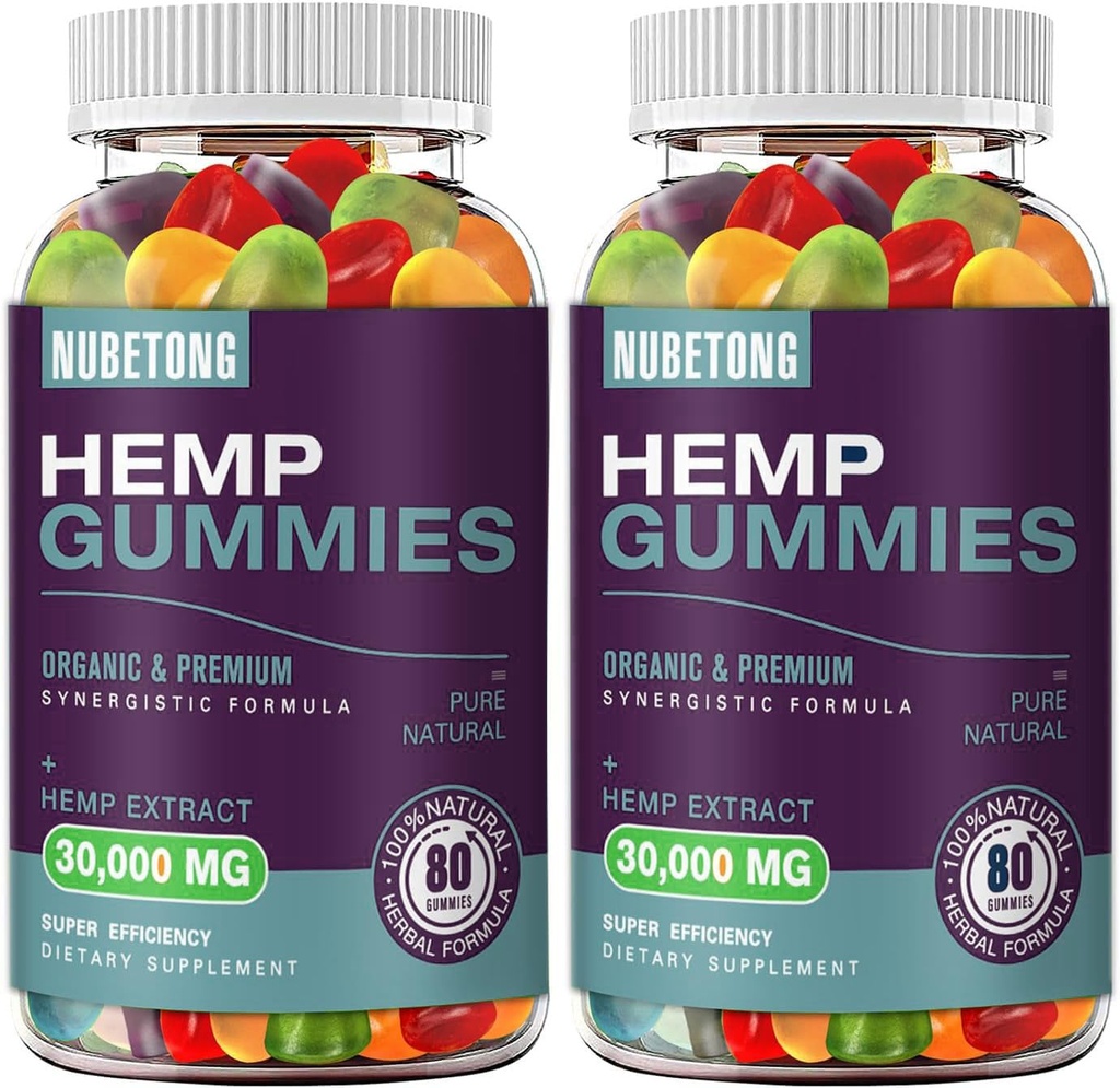 2 Packs Hemp Gummies for Sleep, Pain, Anxiety，Extra Strength High Potency Hemp Oil Extract, Natural Vegan Gummy Bears for Relaxation & Wellness, Non-GMO Premium Supplement