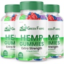(3 Pack) Green Farms Hemp Gummies - Official Formula - Green Farms Gummies with Hemp Extract 500 mg Extra Strength Performance Hemp Blend, Great Taste, Big Size Gummy, New 2023 1500mg (180 Gummies)