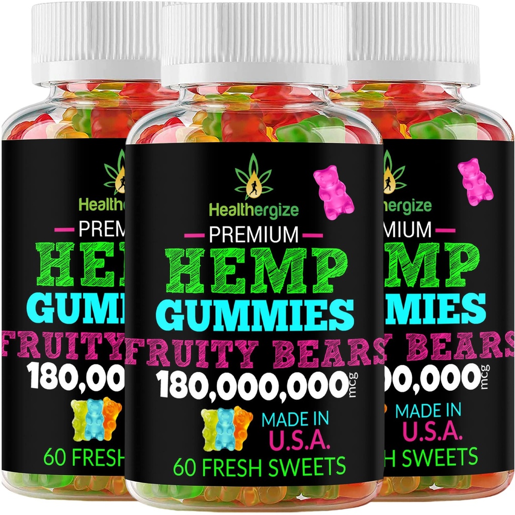 3PACK Hemp Gummies for Sleep-Fresh Fruity Gummy Bears-for Calm and Peace-Natural Hemp Edibles Party Candy-Made in USA