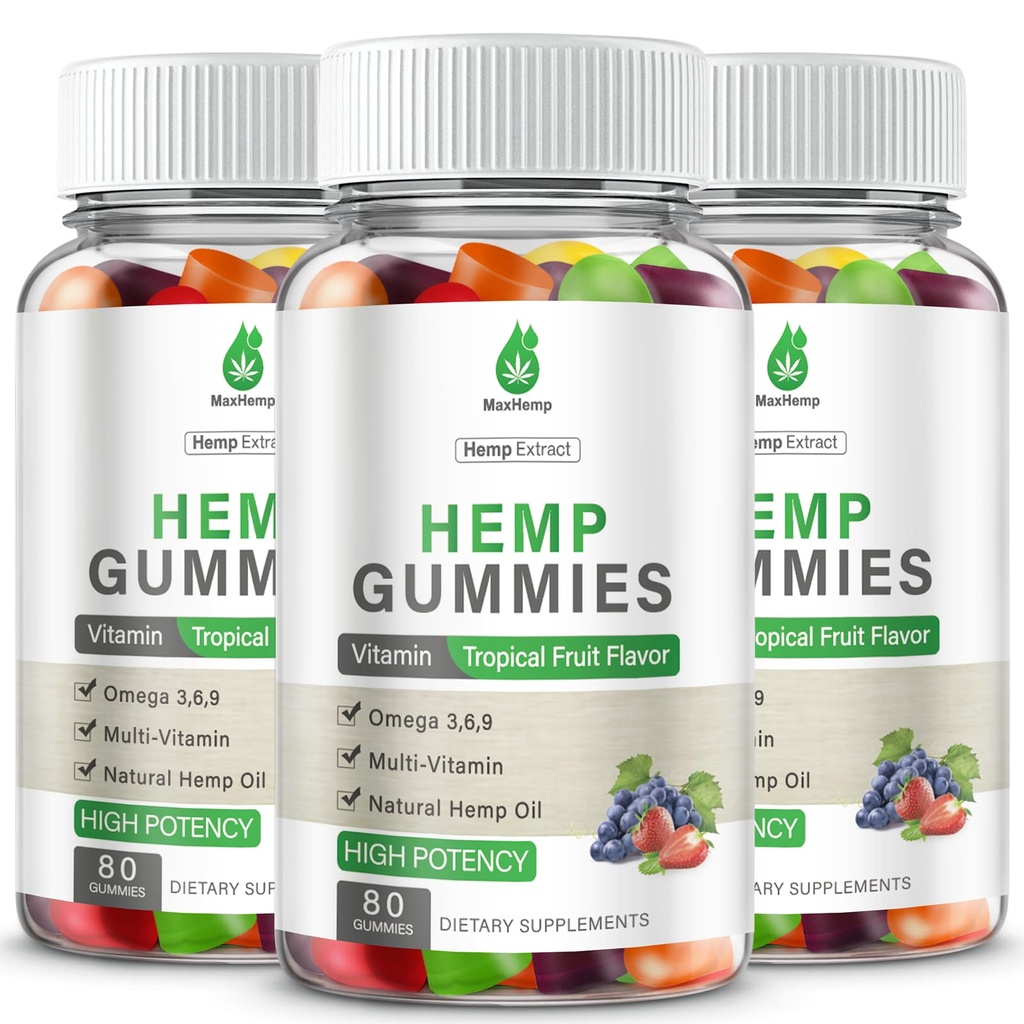 Hemp Gummies Extra Strength for Pain, Sleep, Anxiety - Hemp Gummy 100% Natural Organic High Potency with Pure Hеmp Oil Extract Vegan Bear Candy (3 Packs)