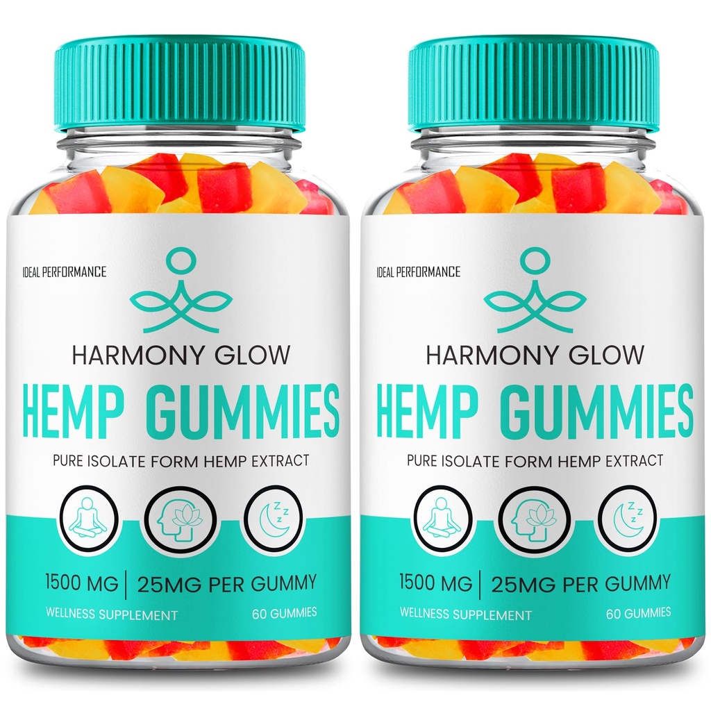 Harmony Glow Hemp Gummies - Official Harmony Glow Supplement Hemp Gummys - Maximum Strength, All Natural Support for Overall Health and Wellness Support, HarmonyGlow Health Gummy Reviews (2 Pack)