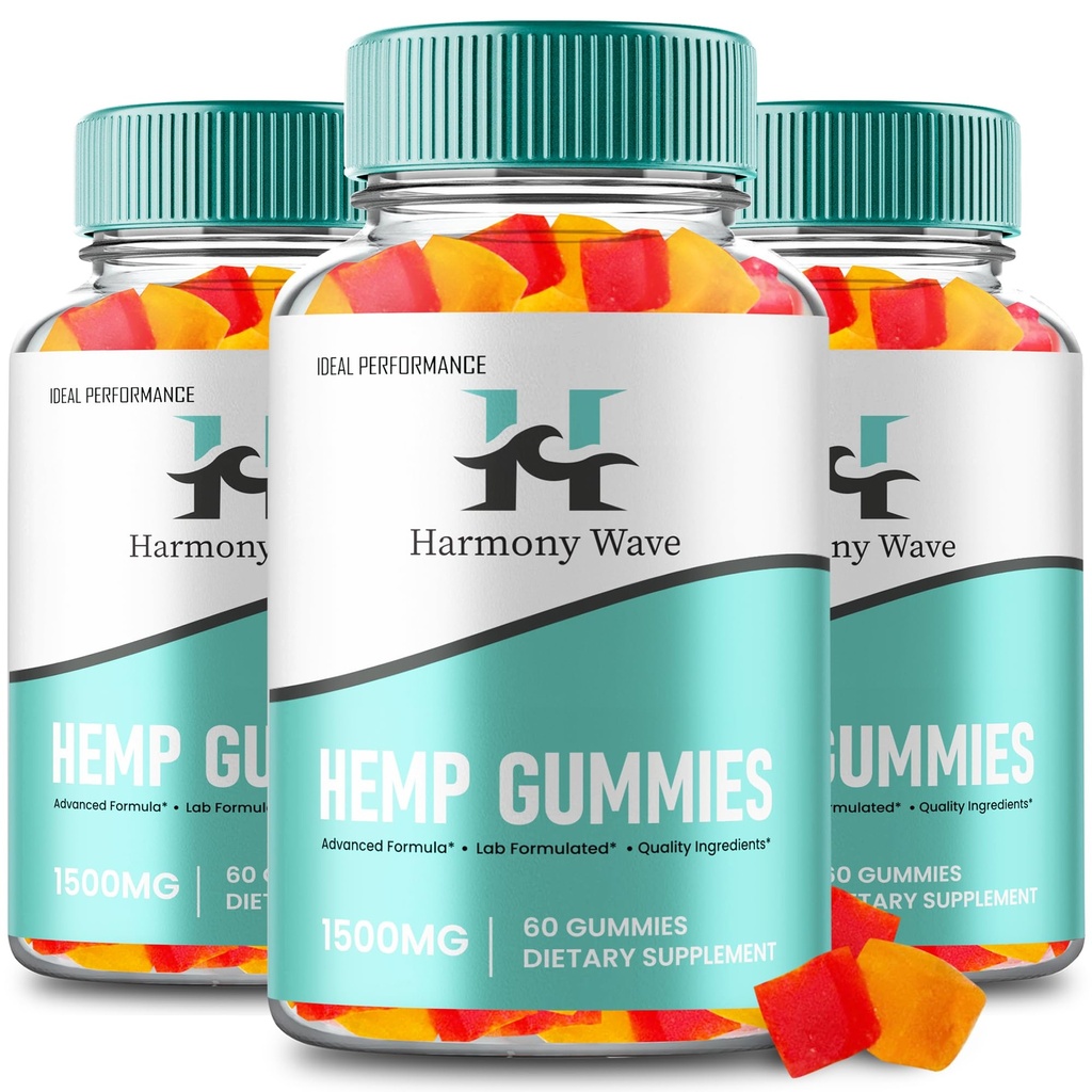 Harmony Wave Gummies - Official Harmony Wave Supplement Hemp Gummys - Maximum Strength, All Natural Support for Overall Health and Wellness Support, Advanced HarmonyWave Gummy Reviews (3 Pack)