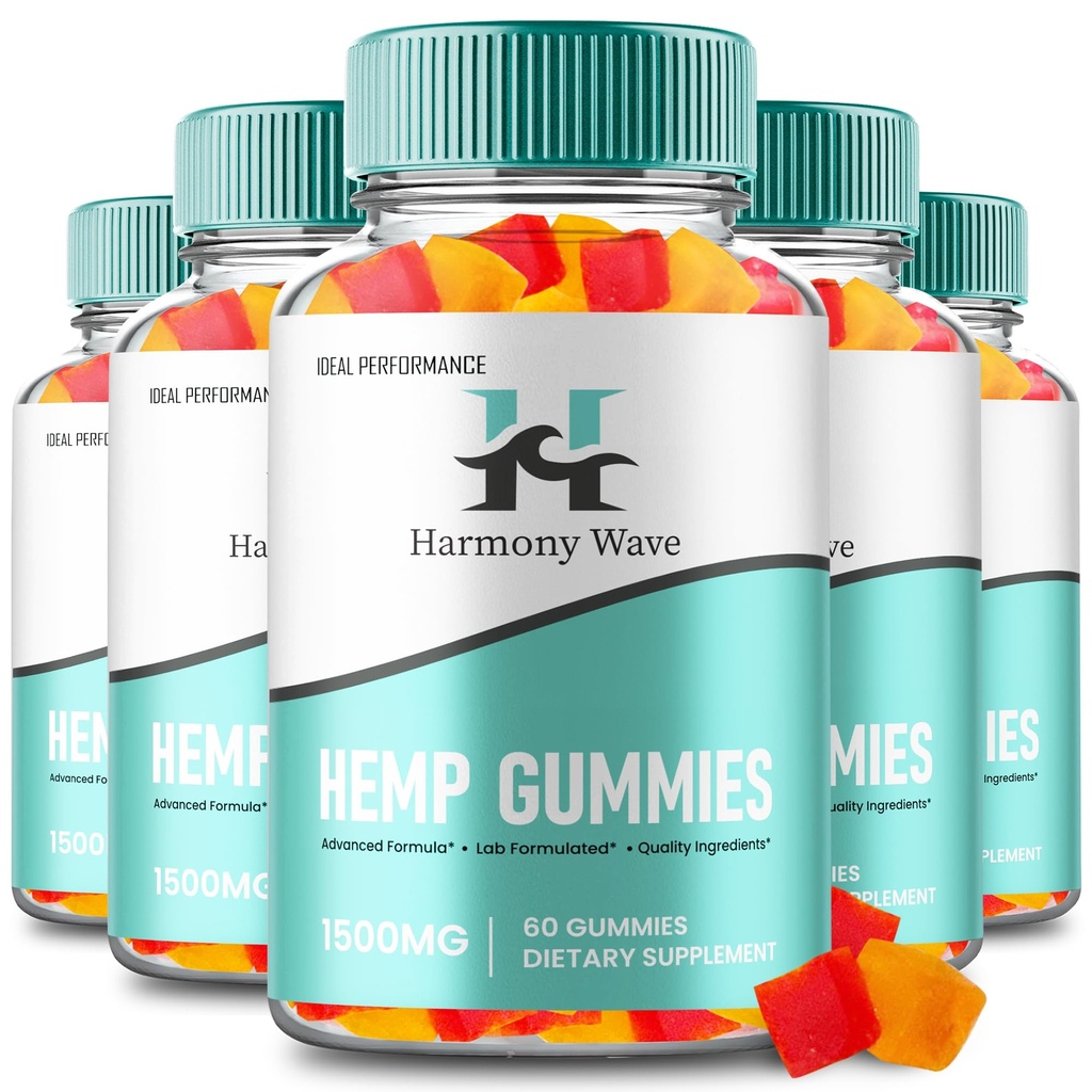 Harmony Wave Gummies - Official Harmony Wave Supplement Hemp Gummys - Maximum Strength, All Natural Support for Overall Health and Wellness Support, Advanced HarmonyWave Gummy Reviews (5 Pack)