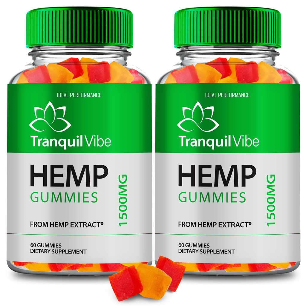 Tranquil Vibe Hemp Gummies - Official Tranquil Vibe Supplement Hemp Gummys - Maximum Strength, All Natural Support for Overall Health & Wellness Support, TranquilVibe Health Gummy Reviews (2 Pack)
