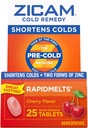 Zicam Cold Remedy Zinc RapidMelts, Cherry Flavor, homéopathique, médecine de raccourcissement du froid, raccourcit la durée du froid, 25 Compte (paquet de 2)