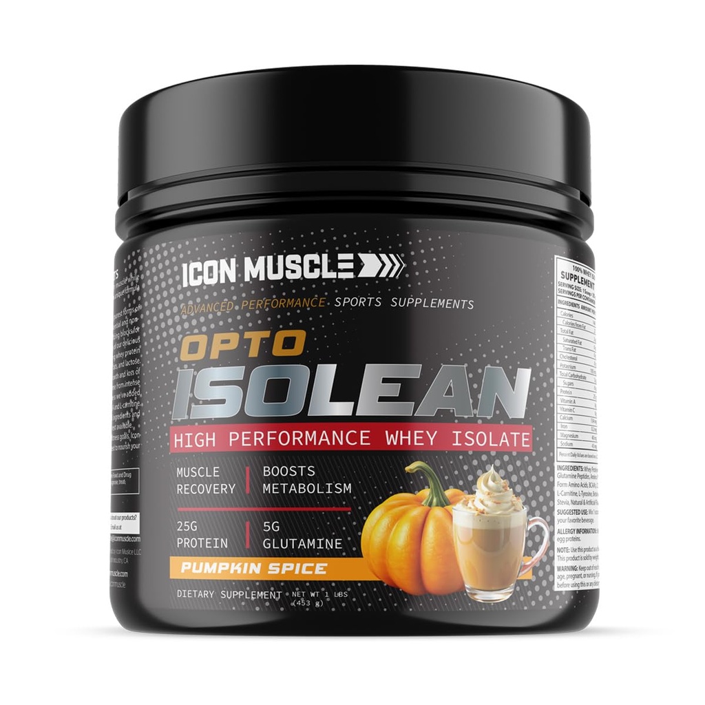 Isolean Whey Protein Isolate Powder | Pumpkin Spice | Pre & Post Workout Whey Protein Powder | Protein Powder | Amino Acids | Protein Shake | Protein Powder | Holiday | 25g Protein | 1 lb