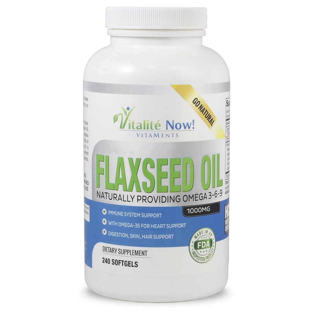 Upsize Best Organic Lineed Oil Softgels - 1000mg Premium, Virgin Cold Pressed from Linx Seeds - Hair Skin & Nails Support - Omega 3-6-9 Supplément - 240 Compte - Plus de 8 mois d'approvisionnement!