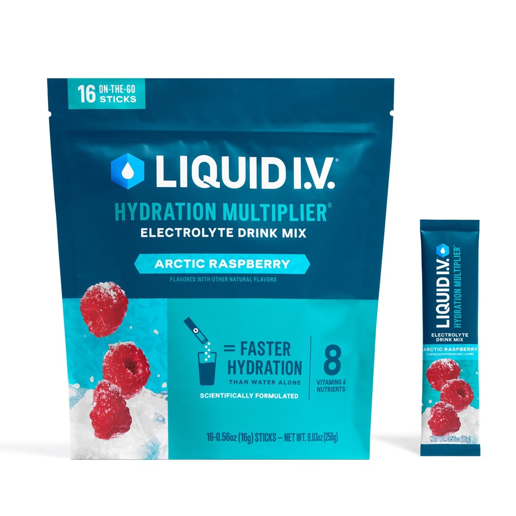 Liquid I.V.® Hydration Multiplier - Arctic Raspberry | Electrolyte Powder Drink Mix | 1 Pack (16 Servings)