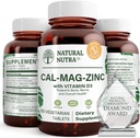 Supplément naturel de zinc de magnésium de Nutra Calcium avec vitamine D3 pour la force osseuse, aide à améliorer la digestion, la santé sans gluten et sans sucre, complexe minéral essentiel (100 comte)