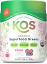 KOS Organic Superfood Greens Powder - Gut Health from Prebiotic Fiber, Supergreens and Adaptogens - USDA Certified Organic, Made in a GMP Certified Facility - 28 Servings Berry