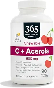 365 par marché des aliments entiers, vitamine C plus acérola C 500Mg, 90 comprimés (paquet de 2)