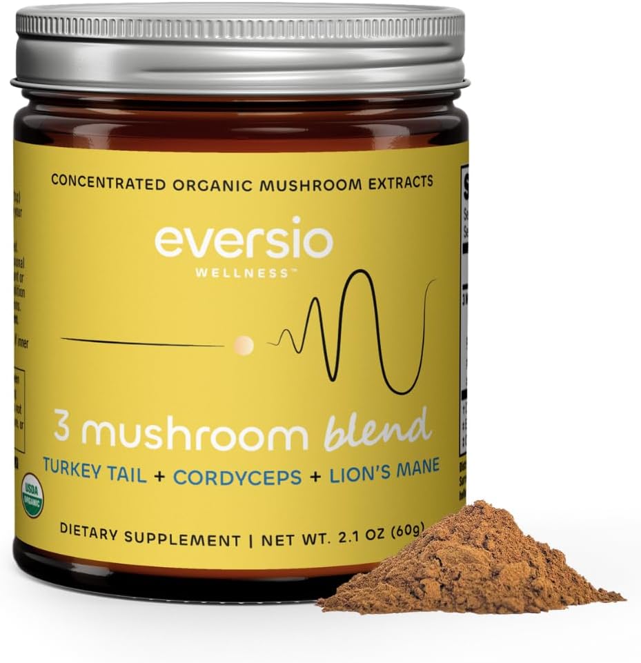 3 Mushroom Blend - Awaken Blend 60 Servings (60g) Mushroom Powder Blend for Mushroom Coffee or Smoothies - Lions Mane, Turkey Tail, and Cordyceps - >32% Beta-D-Glucans!