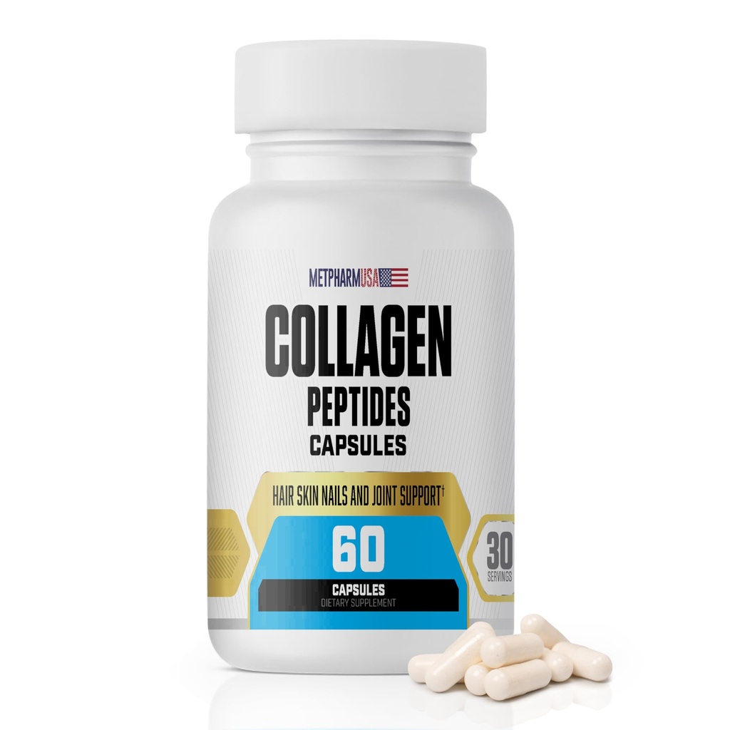 Collagen Peptides Capsules, 1000 mg, Hair Skin Nails and Joint Support, 30 Servings