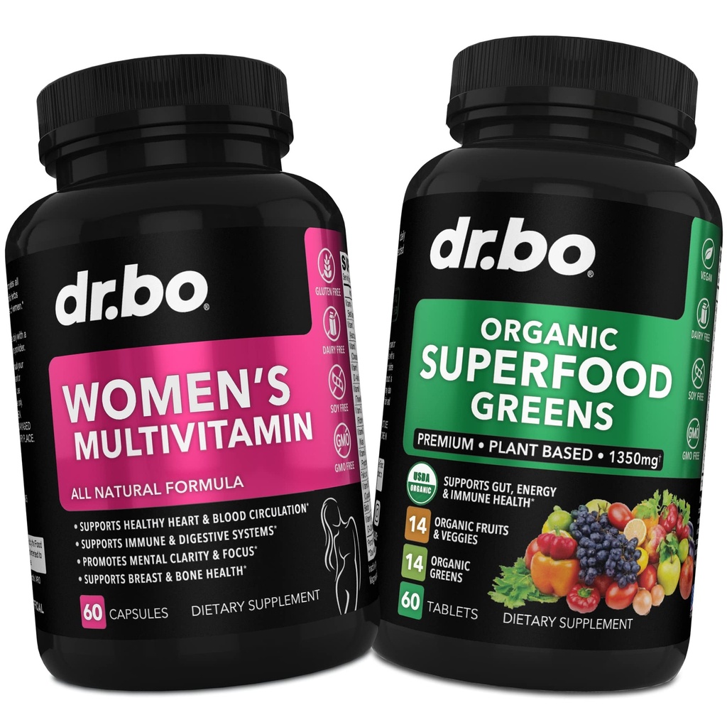 Womens Multivitamin Mineral Supplement- Organic Superfood Greens & Fruit Supplements - Women Energy Vitamin Magnesium & Zinc - Daily Super Food Fruits and Green Veggies Tablets Plus Vegetable Foods