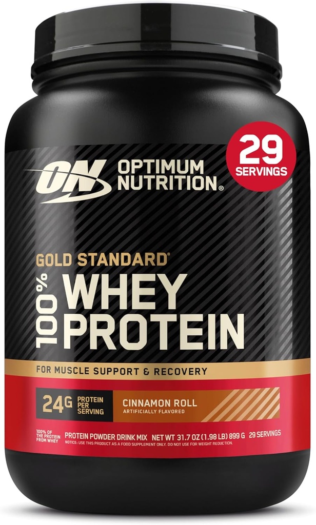 Optimum Nutrition New Flavor Gold Standard 100% Whey Protein Powder, Cinnamon Roll, 2 Pound (Pack of 1) (Packaging May Vary)