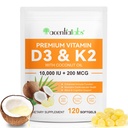 Vitamine D3 K2 Supplément Softgels, 10000 UI VIT D3 + 200 MCG K2 (MK-7).