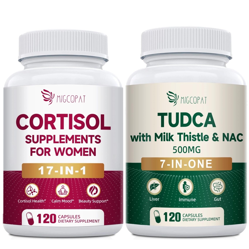 Migcopat Cortisol Supplements for Women 120 Capsules Bundle TUDCA Supplement 3650mg 120 Capsules