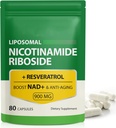 Supplément NAD, 900mg - Liposomique Nicotinamide Riboside NAD+ Supplément avec Resvératrol soutient Muscle, Cerveau, Énergie Cellulaire - Supplément NMN Alternative pour les hommes et les femmes, 80 Capsules (paquet de 1)
