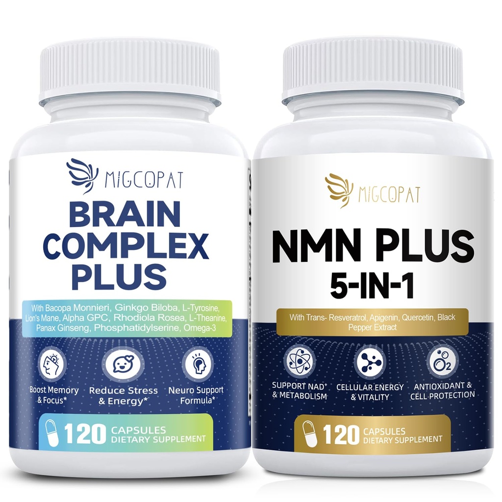 Migcopat Brain Health & NMN Supplement Bundle – Nootropic Formula + NMN 1000mg