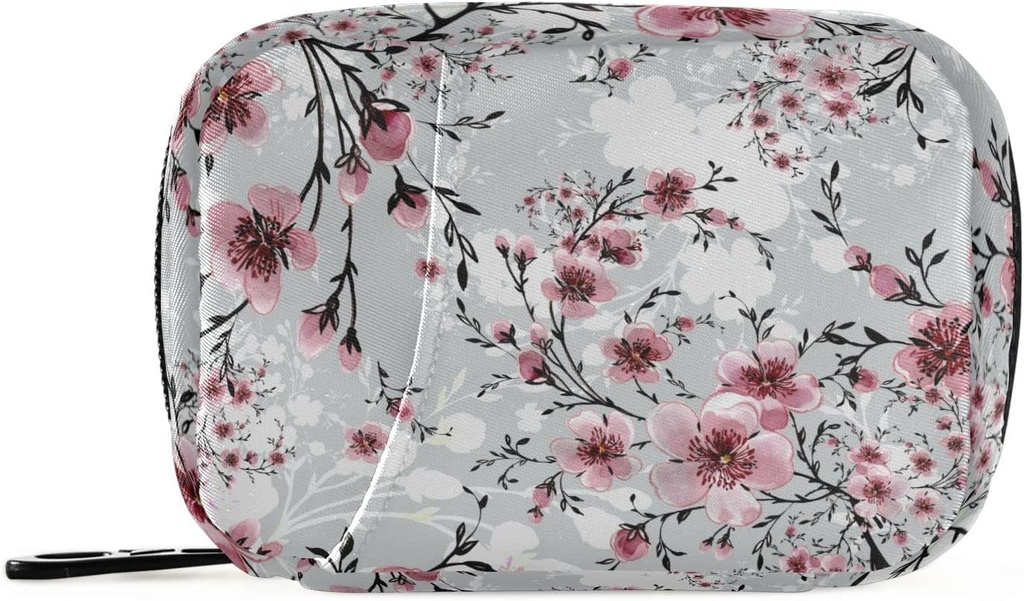 Naanle 7 Day Cherry Blossom Pill Organizer Bag with Zipper, Portable Weekly Case, Compact Size for Vitamin Supplement Holder