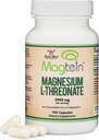 Magnesium L Threonate, Magtein™, Sleep and Cognitive Support – High Absorption – Most Bioavailable Form of Magnesium – 2,000 mg – 100 Capsules