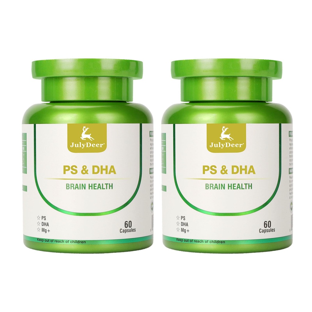 2 Bottles Magnesium-100mg, DHA-100mg, Phosphatidylserine-40mg, Magnesium Complex Supplements for The Elderly Kids Brain Health and Cognitive Support Improve Brain - 120 Capsules
