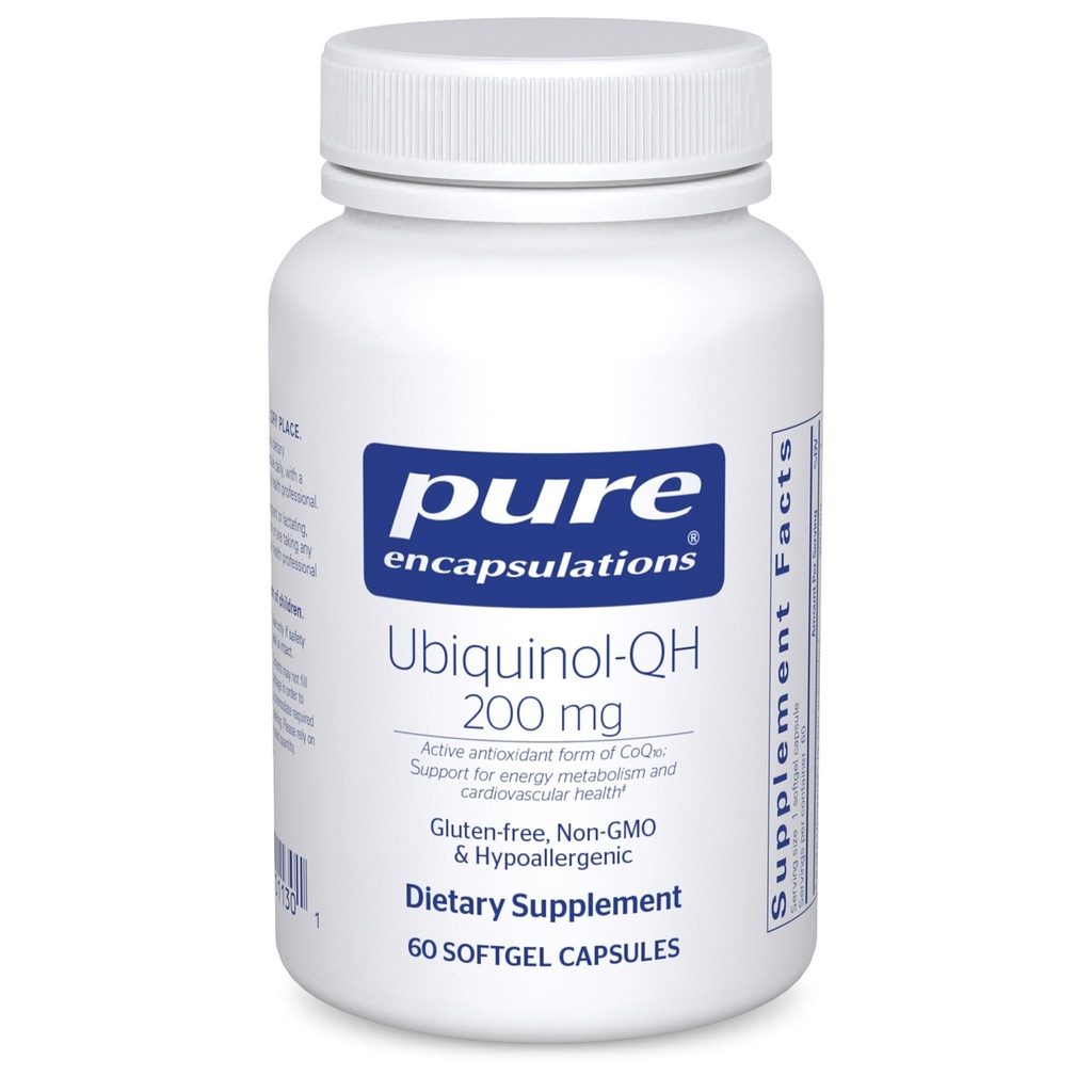 Pure Encapsulations Ubiquinol-QH - 200 mg Ubiquinol - Active Form of Coenzyme Q10 - Heart Health & Energy Metabolism Support* - Antioxidant Supplement - 60 Softgel Capsules