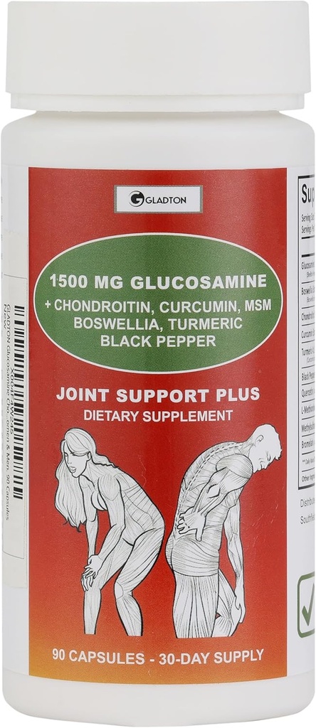 Glucosamine Chondroïtine MSM Curcumin Turmeric Boswellia - Supplément de soutien pour la flexibilité de la main du genou dos ossé, mobilité. Supplément de santé conjoint pour les femmes et les hommes. 90 Capsules