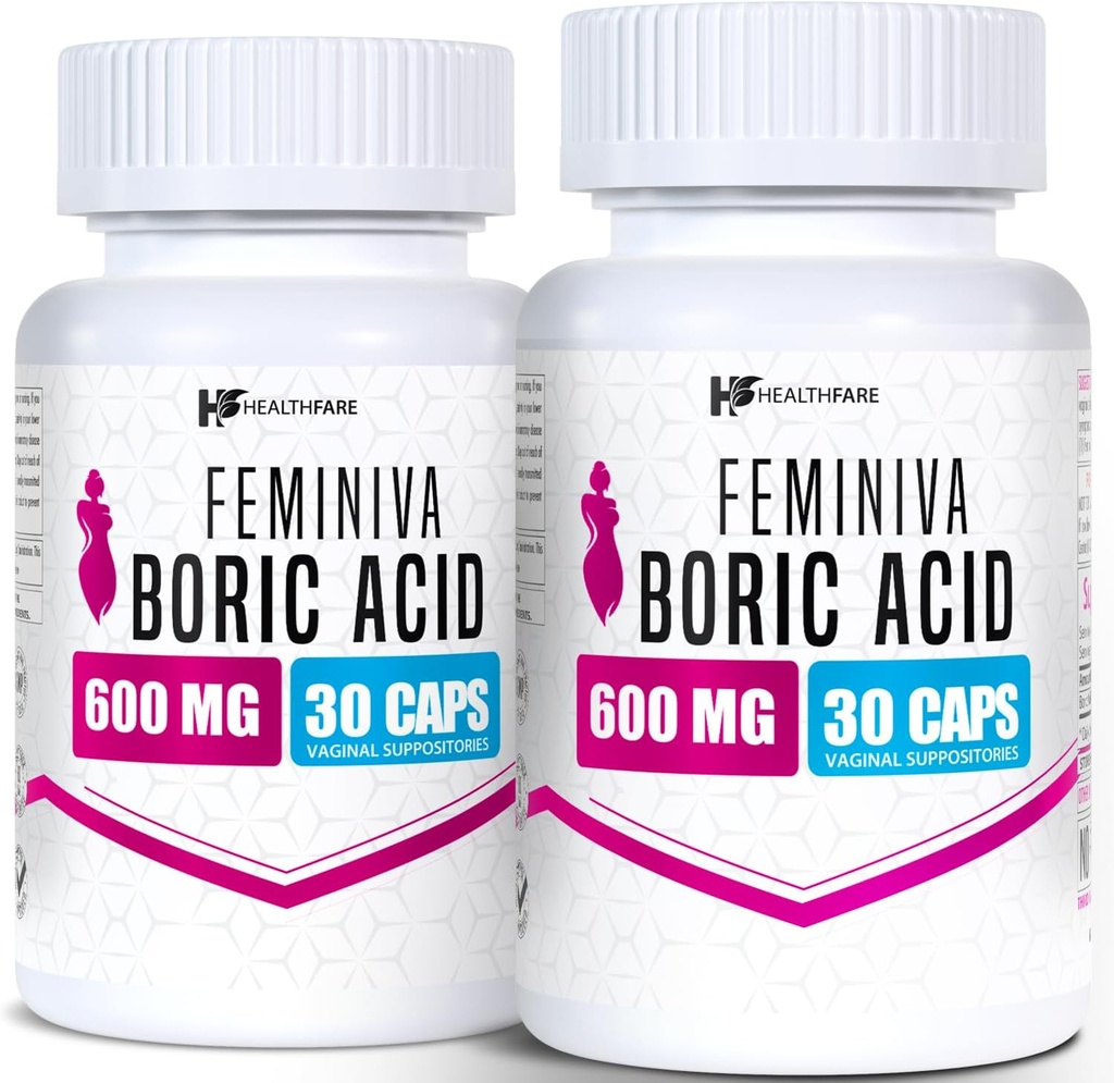 Santé Féminine Acide borique Suppositoires de 2 paquets de 30 suppositoires vaginales Chaque 600mg de 100 % Pure