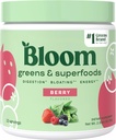 Bloom Nutrition Superfood Greens Poudre, enzymes digestives avec/probiotiques et prébiotiques, Gut Health, Bloating Relief pour les femmes, Chlorella, 15 SVG (15 portions (paquet de 1), Berry)