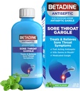 Bétadine Antiseptique Gargle Médicament, Povidone-Iodine 0,5%, Traiter et soulager les symptômes de la gorge douloureuse, Réduit temporairement les germes normalement trouvés dans la bouche, la menthe, 8 FL OZ