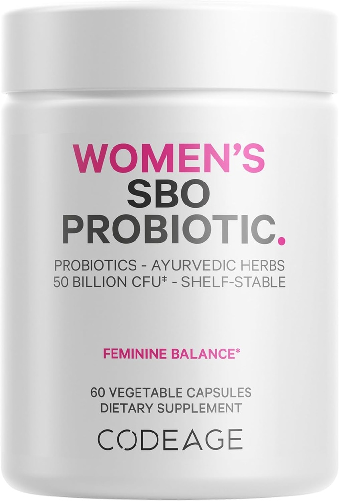 Supplément pour probiotiques - 50 milliards d'UFC - SBO Probiotiques et prébiotiques - canneberges - Santé féminine - Mélange botanique fermenté, supplément pour aliments entiers - Vegan, non-OGM - 60 capsules