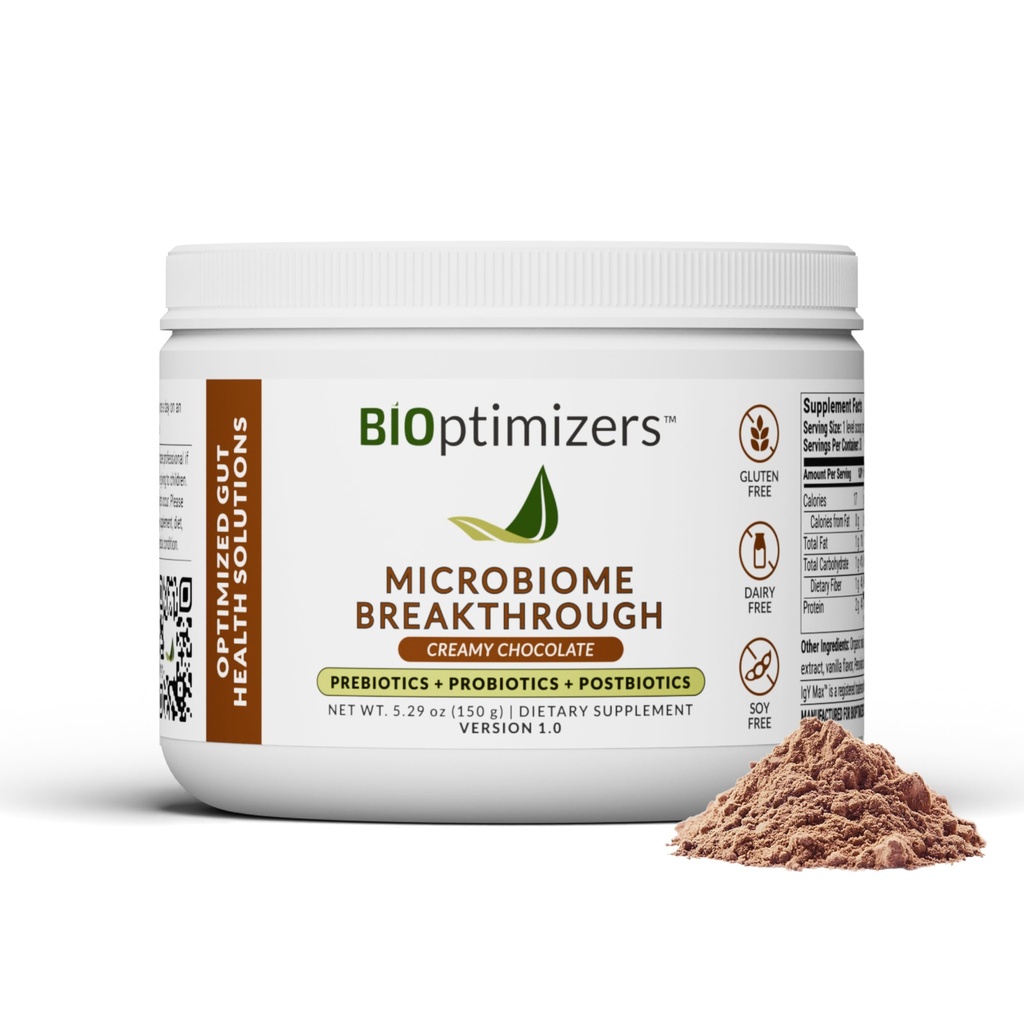 Poudre de réparation par rupture de microbiome - Saveur de chocolat - Has Lactobacillus Strains, Bone Broth & Collagen - Source de L-Glutamine - Gas & Bloating Relief - Améliore la santé Gut - 30 portions - 150g