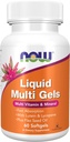 NOW Foods Supplements, Liquid Multi Gels with Lutein and Lycopene, plus Flax Seed Oil, 60 Softgels