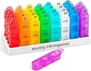 Daviky Monthly Pill Organizer 3 fois par jour, 30 jours Pill Organizer with Small Pill Box, One Month Medicine Organizer, 31 jours Pill Case Pill Container to Hold Vitamine, Supplement and Medicament