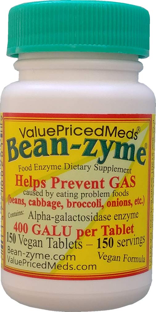 Relief de gaz haricot-zyme pour les adultes La force supplémentaire (150 ct) est de 400 GAUL par comprimé Alpha Galactosidase, végétalien, coût moins, supplément alimentaire enzymatique digestif Enzyme alimentaire naturelle