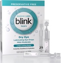 Blink Larmes Lubrifiant gouttes oculaires Préservative libre, hydratante et apaisante pour les yeux secs doux à modérés, avec Hyaluronate, réduit le malaise, l'hydratation longue durée, 0,01 Viaux à usage unique, 25 comte