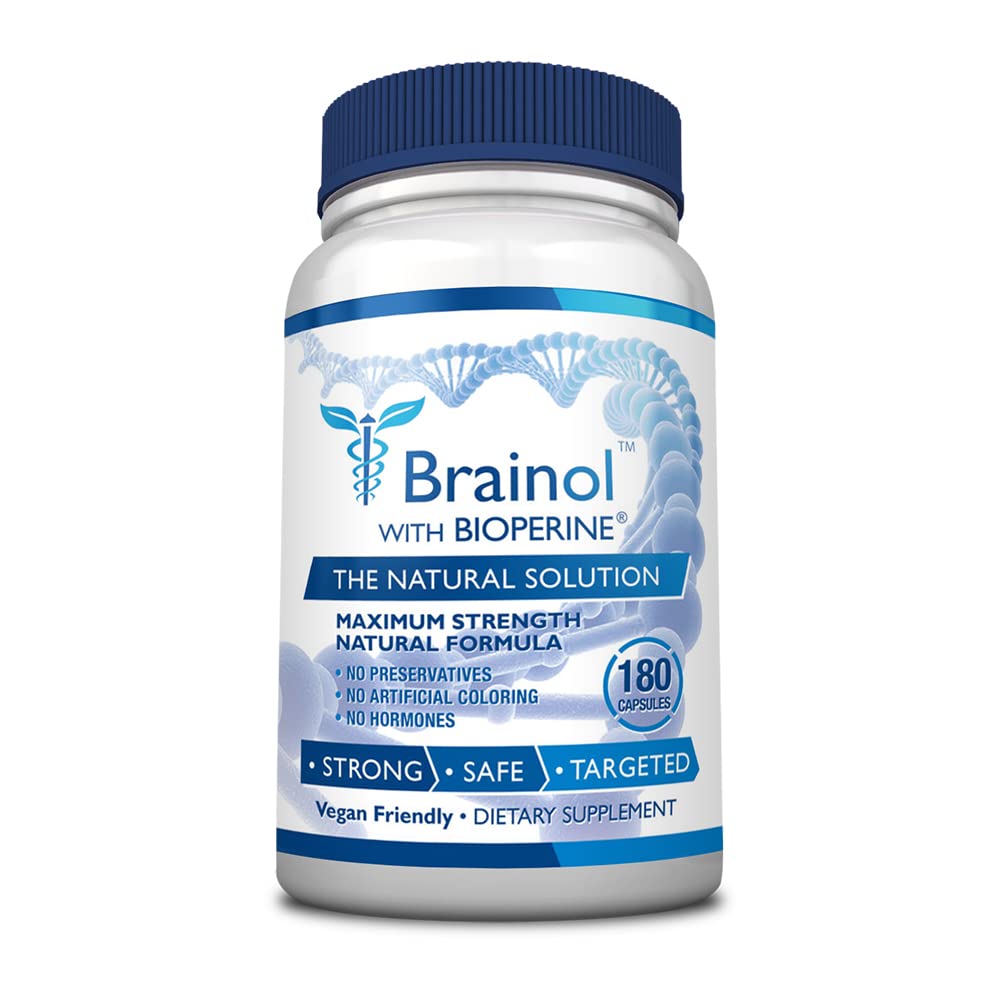 Brainol - Le choix le plus intelligent pour un cerveau boostant Nootropic - Améliorer la performance mentale, la concentration et la clarté - Avec DMAE, Huperzine A, BioPerine - Vegan-friendly - 180 capsules - 3 mois d'approvisionnement