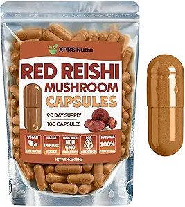 Reishi Mushroom Capsules - 180 Count Red Reishi Mushroom Capsules - 3 Month Supply Real Mushrooms Reishi Supplement Pills for Cognitive and Immune Boost - Mushroom Reishi Hongo Reishi Organico