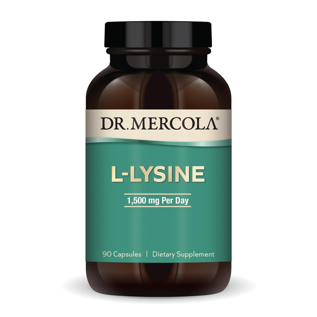 Dr Mercola L-Lysine, 90 capsules 1500 mg L-Lysine, non-OGM, sans gluten, sans soja