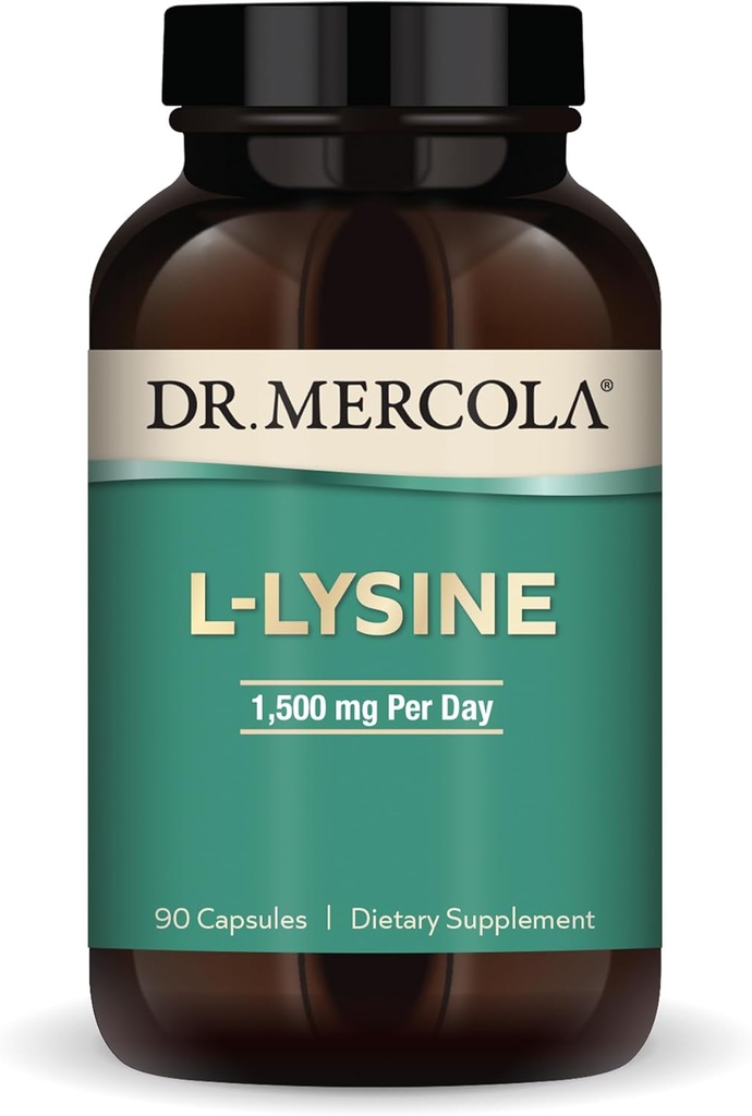 Dr Mercola L-Lysine, 90 capsules 1500 mg L-Lysine, non-OGM, sans gluten, sans soja