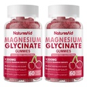 Glycinat de magnésium Gommies 1000mg - Supplément de potassium de magnésium sans sucre avec vitamine D, B6, CoQ10 pour l'humeur calme et le soutien du sommeil - 120 Gommies de cerise -2 Pack.