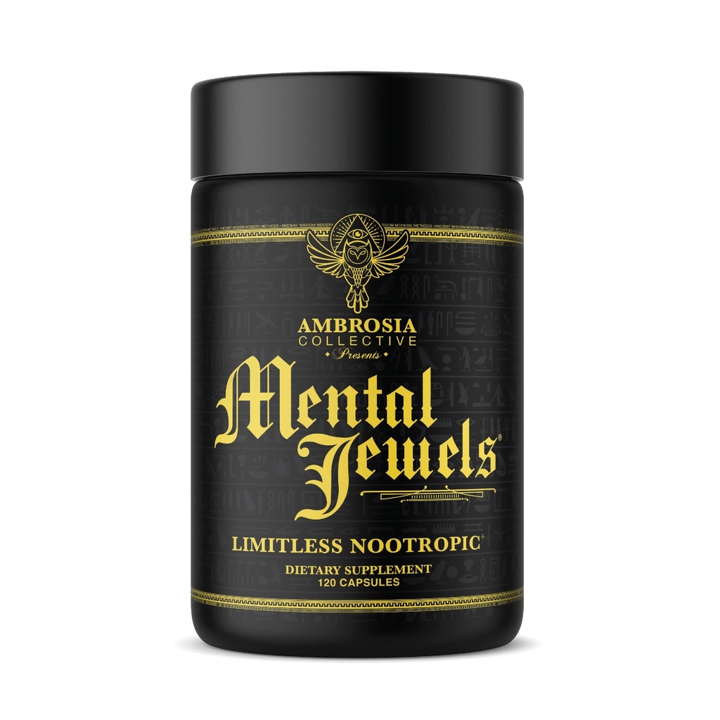 Ambrosia Mental Jewels Nootropic Brain Supplement | Alpha GPC, Bacopa & Phosphatidylserine | Memory, Focus & Concentration Support | 120 Veggie Capsules (30 Day Supply)