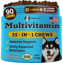 Natural Dog Company 25-en-1 Multivitamine Chews pour chiens – Vitamines quotidiennes de chien doux avec des antioxydants, Zinc et acide folique – soutient les articulations, la peau et le manteau, l'immuno-santé – Tous les âges, toutes les races